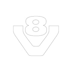 WHITE V8 PRE-SPACED STICKER