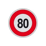 SELF - ADHESIVE SPEED LIMIT DISC 80 KM/H